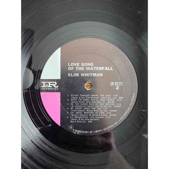 Vintage Slim Whitman Love Song of the Waterfall Imperial LP-9277 - Picture 6 of 7